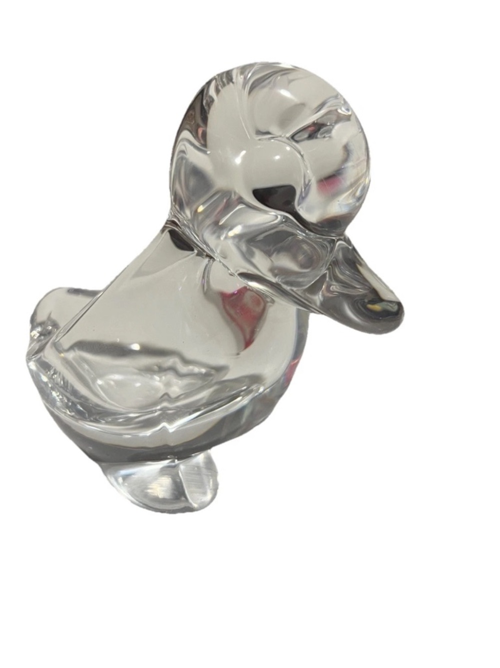 VTG Art Vannes Le Chatel France  Art Glass Duck Paperweight Jewelry Trinket Dish